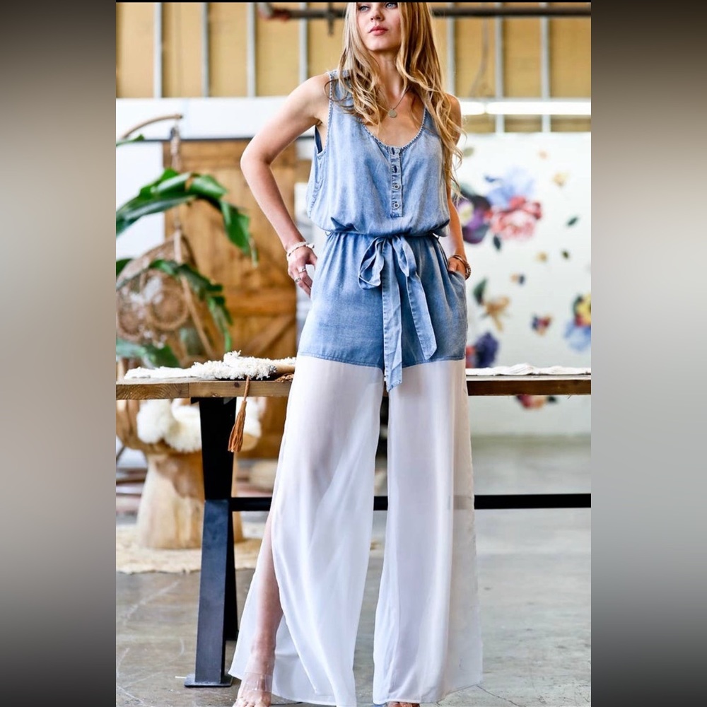 Demin and Chiffon Jumpsuit